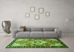 Machine Washable Persian Green Traditional Area Rugs in a Living Room,, wshtr603grn