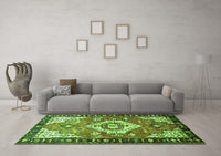 Machine Washable Persian Green Traditional Rug, wshtr603grn