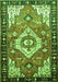 Serging Thickness of Machine Washable Persian Green Traditional Area Rugs, wshtr603grn