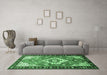 Machine Washable Persian Emerald Green Traditional Area Rugs in a Living Room,, wshtr603emgrn