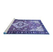 Sideview of Machine Washable Persian Blue Traditional Rug, wshtr603blu