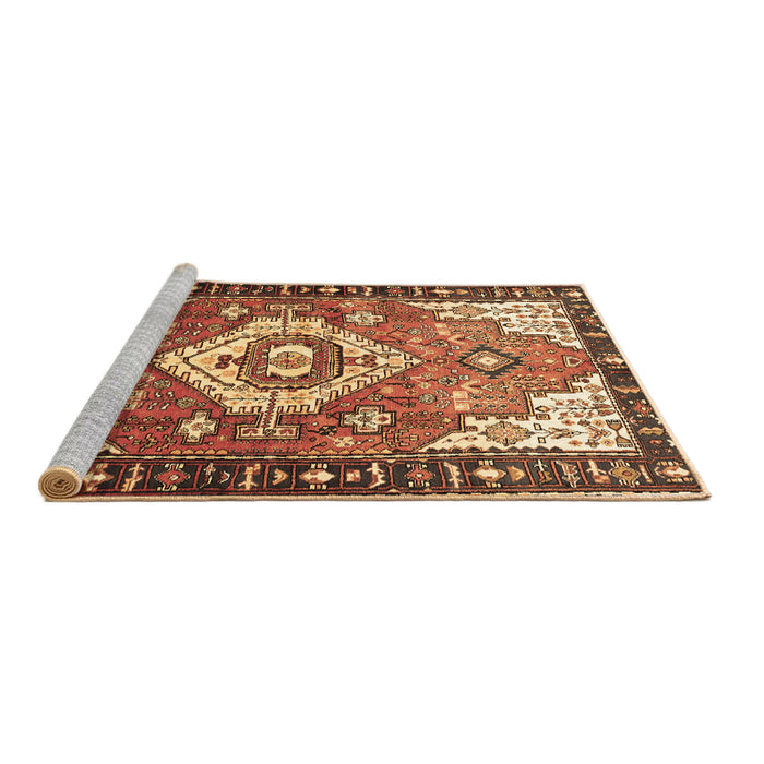 Sideview of Machine Washable Persian Brown Traditional Rug, wshtr603brn