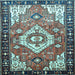 Square Machine Washable Persian Light Blue Traditional Rug, wshtr603lblu