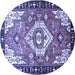 Round Machine Washable Persian Blue Traditional Rug, wshtr603blu