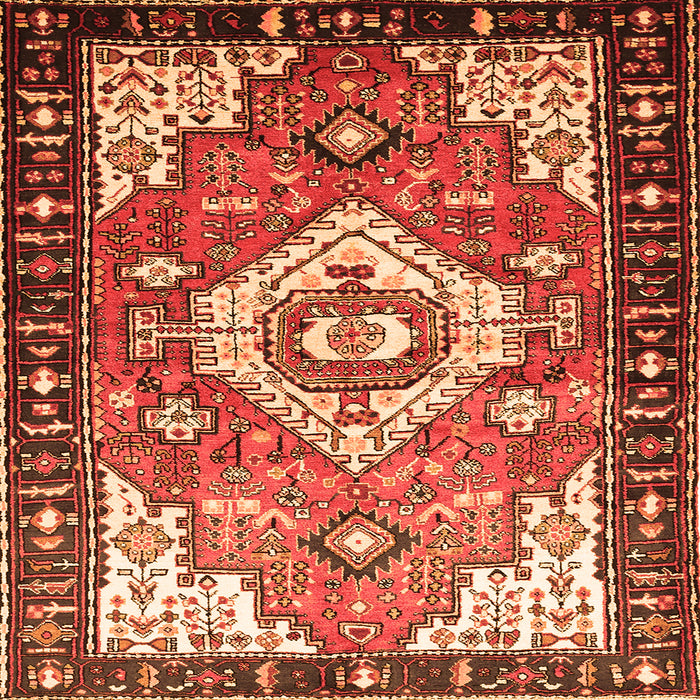 Round Machine Washable Persian Orange Traditional Area Rugs, wshtr603org