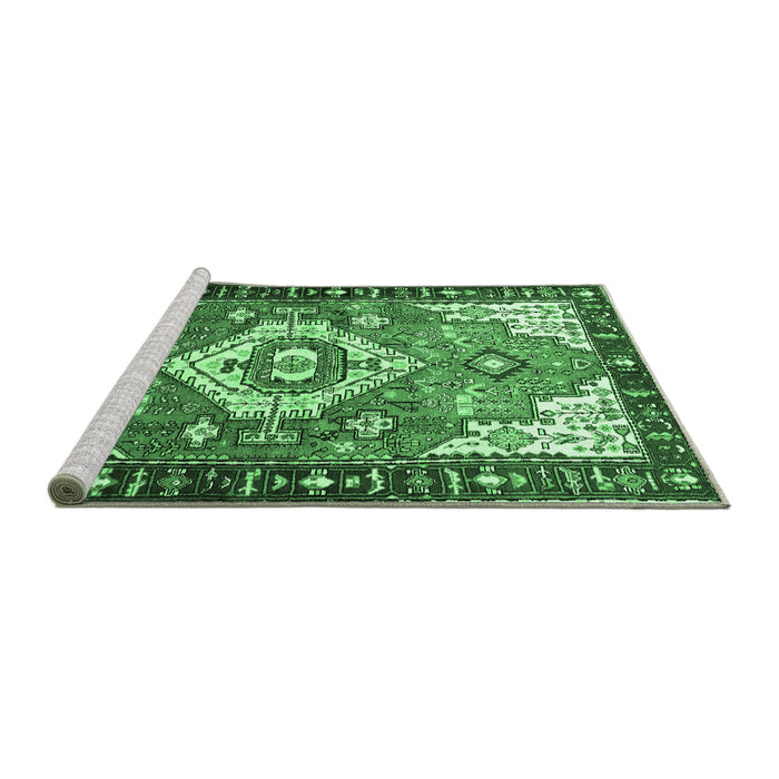 Sideview of Machine Washable Persian Emerald Green Traditional Area Rugs, wshtr603emgrn