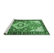 Sideview of Machine Washable Persian Emerald Green Traditional Area Rugs, wshtr603emgrn