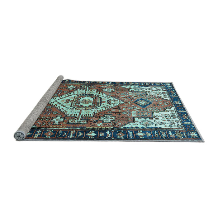Sideview of Machine Washable Persian Light Blue Traditional Rug, wshtr603lblu
