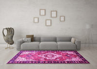 Machine Washable Persian Pink Traditional Rug, wshtr603pnk