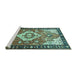 Sideview of Machine Washable Persian Turquoise Traditional Area Rugs, wshtr603turq