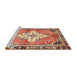 Sideview of Machine Washable Traditional Brown Red Rug, wshtr604