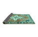 Sideview of Medallion Turquoise Traditional Rug, tr604turq