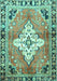 Machine Washable Medallion Turquoise Traditional Area Rugs, wshtr604turq