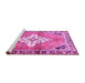 Sideview of Machine Washable Medallion Pink Traditional Rug, wshtr604pnk