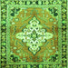 Round Machine Washable Medallion Green Traditional Area Rugs, wshtr604grn