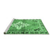 Sideview of Machine Washable Medallion Emerald Green Traditional Area Rugs, wshtr604emgrn