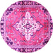 Round Medallion Pink Traditional Rug, tr604pnk