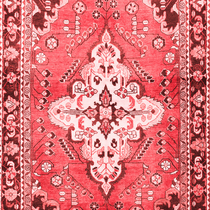 Machine Washable Medallion Red Traditional Rug, wshtr604red