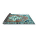 Sideview of Medallion Light Blue Traditional Rug, tr604lblu