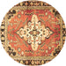 Round Medallion Brown Traditional Rug, tr604brn