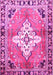 Machine Washable Medallion Pink Traditional Rug, wshtr604pnk