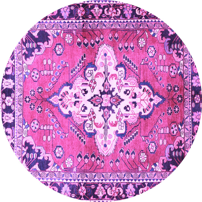 Round Medallion Purple Traditional Rug, tr604pur