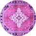 Round Medallion Purple Traditional Rug, tr604pur