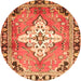 Square Medallion Orange Traditional Rug, tr604org