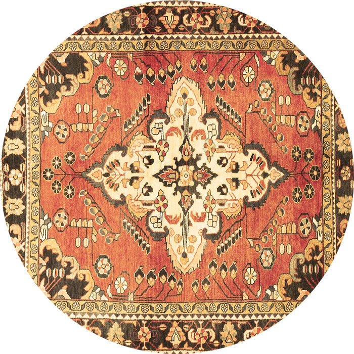 Round Machine Washable Medallion Brown Traditional Rug, wshtr604brn