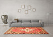 Machine Washable Medallion Orange Traditional Area Rugs in a Living Room, wshtr604org
