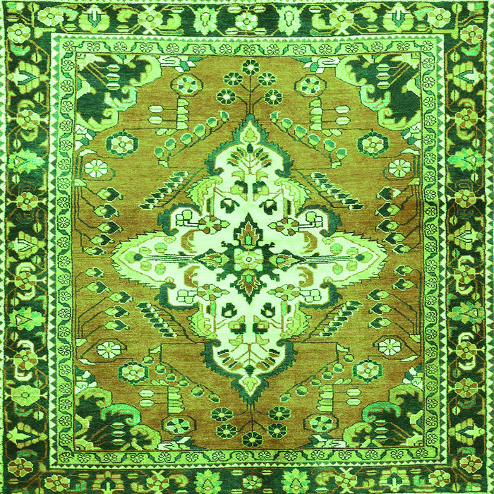 Serging Thickness of Medallion Green Traditional Rug, tr604grn