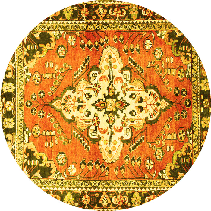 Round Medallion Yellow Traditional Rug, tr604yw