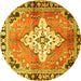 Round Medallion Yellow Traditional Rug, tr604yw