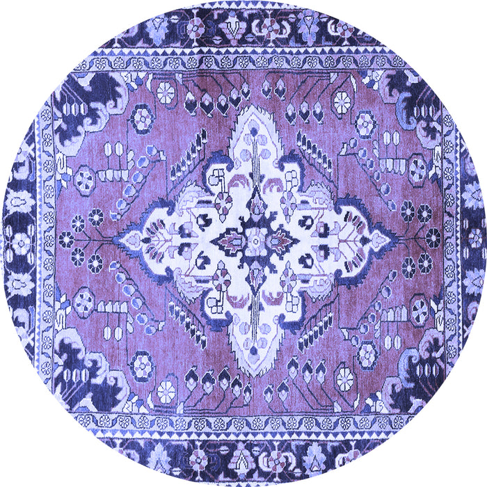 Round Medallion Blue Traditional Rug, tr604blu
