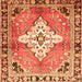 Serging Thickness of Medallion Orange Traditional Rug, tr604org