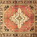 Square Machine Washable Medallion Brown Traditional Rug, wshtr604brn