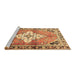 Sideview of Machine Washable Medallion Brown Traditional Rug, wshtr604brn