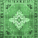 Square Medallion Emerald Green Traditional Rug, tr604emgrn