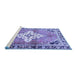 Sideview of Machine Washable Medallion Blue Traditional Rug, wshtr604blu