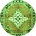 Machine Washable Medallion Green Traditional Area Rugs, wshtr604grn