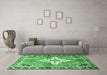 Machine Washable Medallion Emerald Green Traditional Area Rugs in a Living Room,, wshtr604emgrn