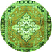 Square Medallion Green Traditional Rug, tr604grn