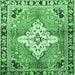 Square Machine Washable Medallion Emerald Green Traditional Area Rugs, wshtr604emgrn