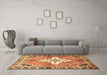 Machine Washable Medallion Brown Traditional Rug in a Living Room,, wshtr604brn