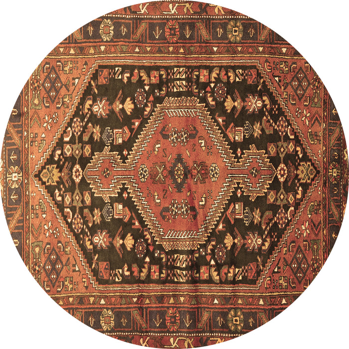 Round Persian Brown Traditional Rug, tr605brn