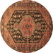 Round Persian Brown Traditional Rug, tr605brn