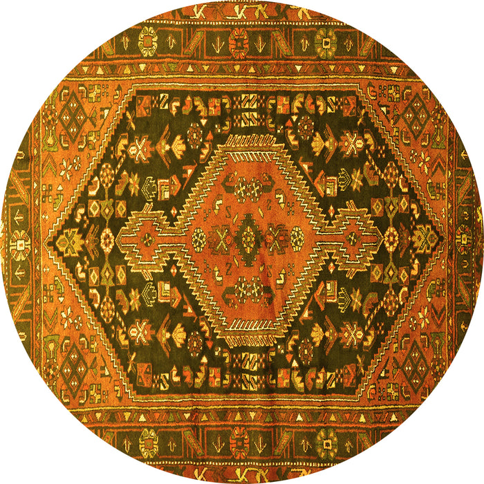 Round Persian Yellow Traditional Rug, tr605yw