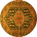 Round Machine Washable Persian Yellow Traditional Rug, wshtr605yw