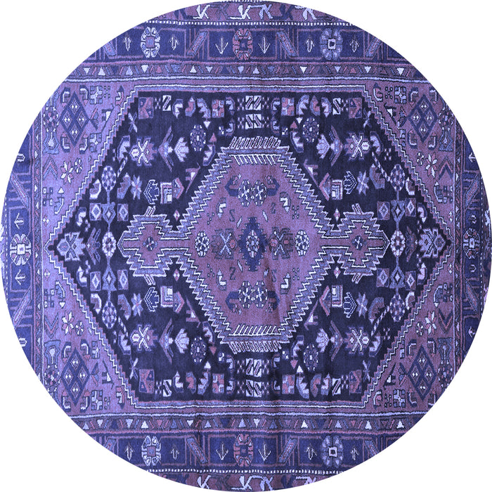 Round Machine Washable Persian Blue Traditional Rug, wshtr605blu