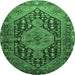 Round Persian Emerald Green Traditional Rug, tr605emgrn